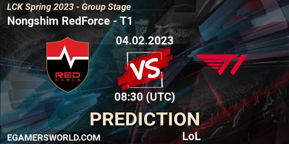 Pronósticos Nongshim RedForce - T1. 04.02.23. LCK Spring 2023 - Group Stage - LoL