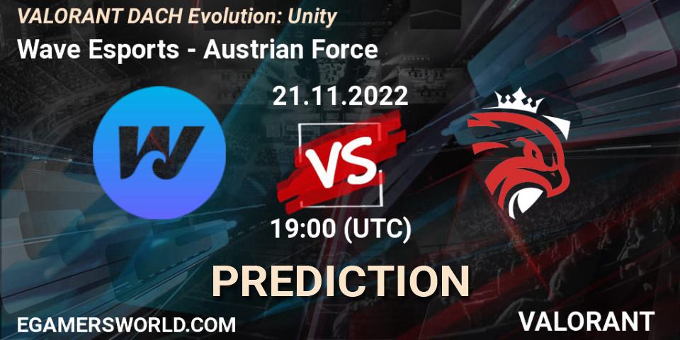 Pronósticos Wave Esports - Austrian Force. 21.11.2022 at 19:00. VALORANT DACH Evolution: Unity - VALORANT