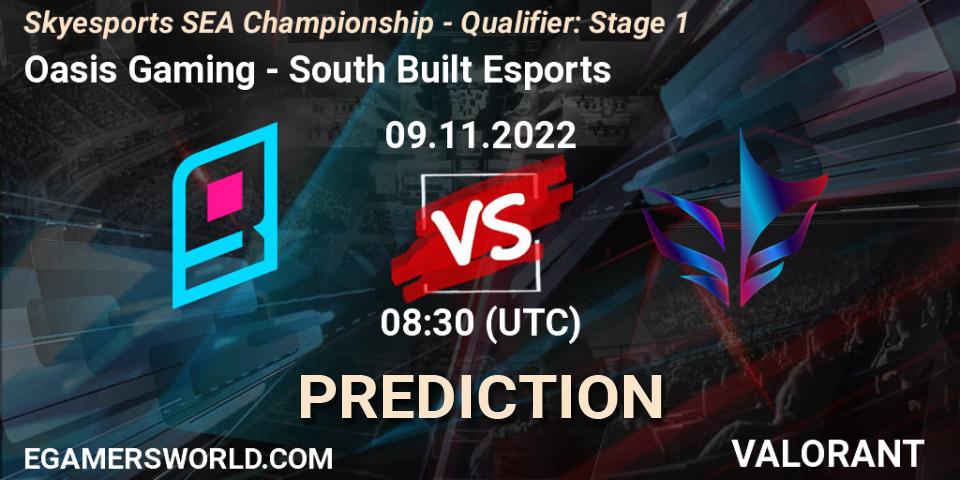 Pronósticos Oasis Gaming - South Built Esports. 09.11.2022 at 08:30. Skyesports SEA Championship - Qualifier: Stage 1 - VALORANT