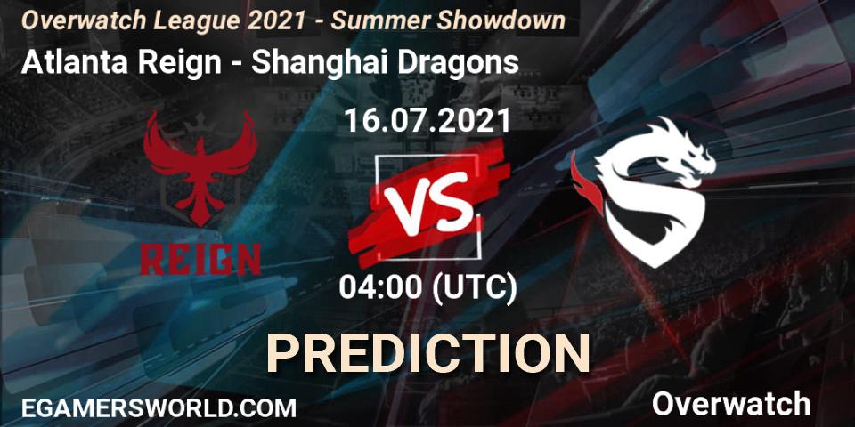 Pronósticos Atlanta Reign - Shanghai Dragons. 16.07.2021 at 02:30. Overwatch League 2021 - Summer Showdown - Overwatch
