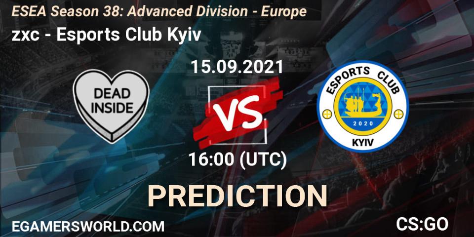 Pronósticos zxc - Esports Club Kyiv. 15.09.2021 at 16:00. ESEA Season 38: Advanced Division - Europe - Counter-Strike (CS2)