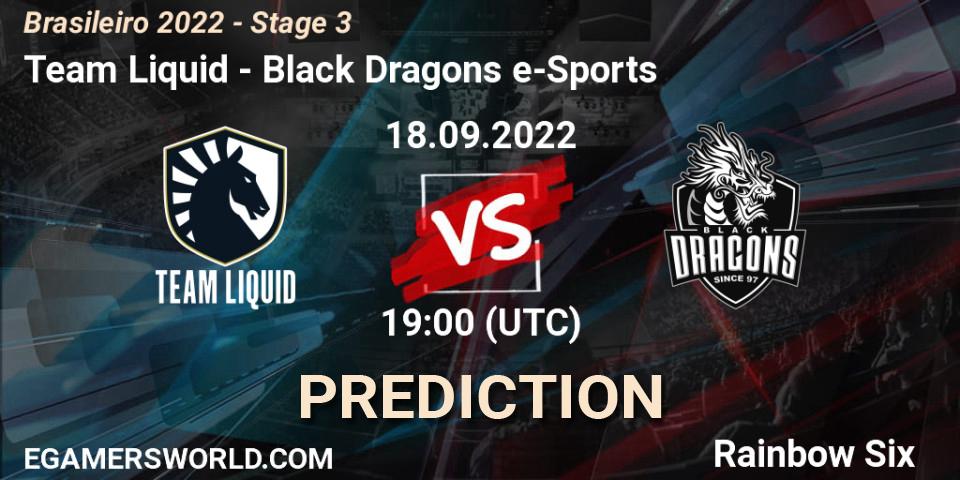 Pronósticos Team Liquid - Black Dragons e-Sports. 18.09.22. Brasileirão 2022 - Stage 3 - Rainbow Six