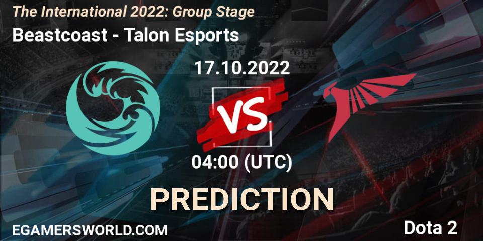 Pronósticos Beastcoast - Talon Esports. 17.10.2022 at 04:39. The International 2022: Group Stage - Dota 2