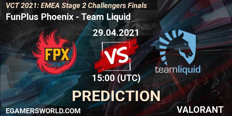 Pronósticos FunPlus Phoenix - Team Liquid. 29.04.2021 at 15:00. VCT 2021: EMEA Stage 2 Challengers Finals - VALORANT
