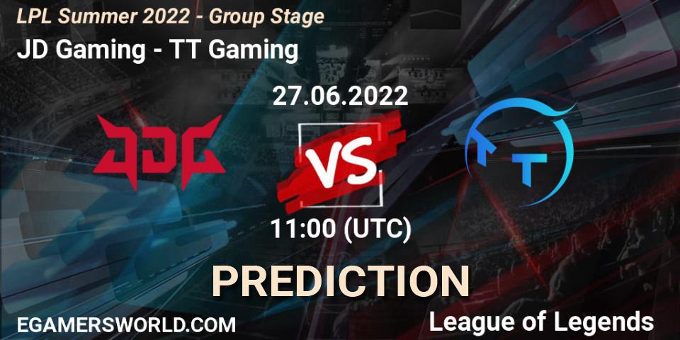 Pronósticos JD Gaming - TT Gaming. 27.06.2022 at 11:00. LPL Summer 2022 - Group Stage - LoL