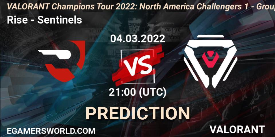 Pronósticos Rise - Sentinels. 04.03.2022 at 21:15. VCT 2022: North America Challengers 1 - Group Stage - VALORANT