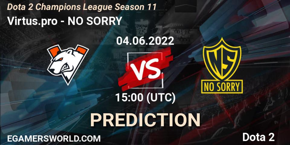 Pronósticos Virtus.pro - NO SORRY. 04.06.2022 at 15:05. Dota 2 Champions League Season 11 - Dota 2