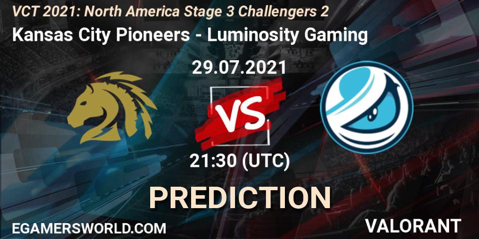 Pronósticos Kansas City Pioneers - Luminosity Gaming. 29.07.2021 at 23:00. VCT 2021: North America Stage 3 Challengers 2 - VALORANT
