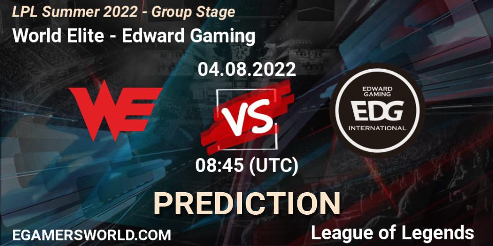 Pronósticos World Elite - Edward Gaming. 04.08.22. LPL Summer 2022 - Group Stage - LoL