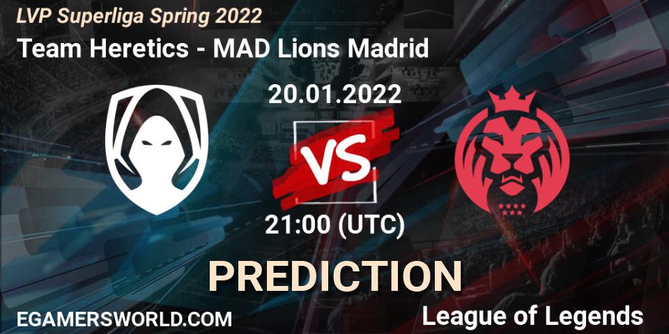 Pronósticos Team Heretics - MAD Lions Madrid. 20.01.2022 at 21:00. LVP Superliga Spring 2022 - LoL
