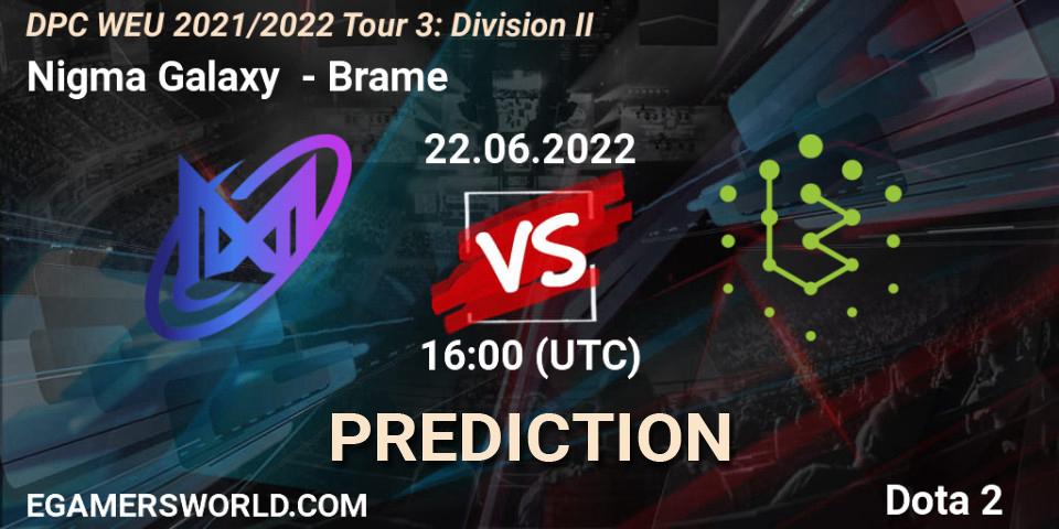 Pronósticos Nigma Galaxy - Brame. 22.06.2022 at 15:56. DPC WEU 2021/2022 Tour 3: Division II - Dota 2