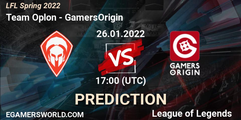 Pronósticos Team Oplon - GamersOrigin. 26.01.2022 at 17:00. LFL Spring 2022 - LoL