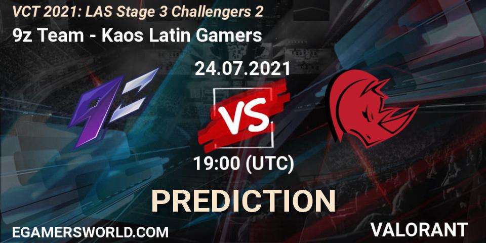 Pronósticos 9z Team - Kaos Latin Gamers. 24.07.2021 at 21:45. VCT 2021: LAS Stage 3 Challengers 2 - VALORANT