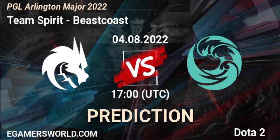 Pronósticos Team Spirit - Beastcoast. 04.08.2022 at 17:19. PGL Arlington Major 2022 - Group Stage - Dota 2