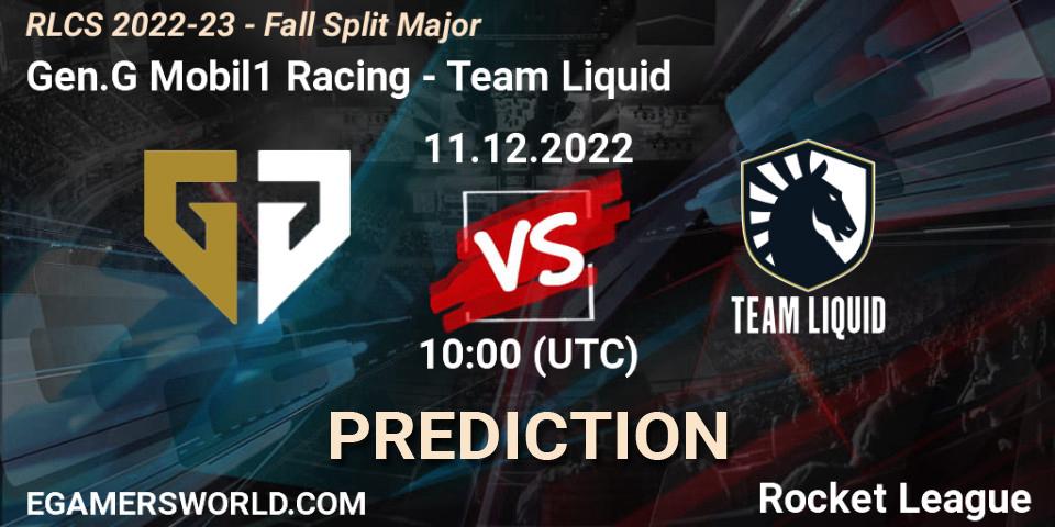Pronósticos Gen.G Mobil1 Racing - Team Liquid. 11.12.2022 at 10:00. RLCS 2022-23 - Fall Split Major - Rocket League