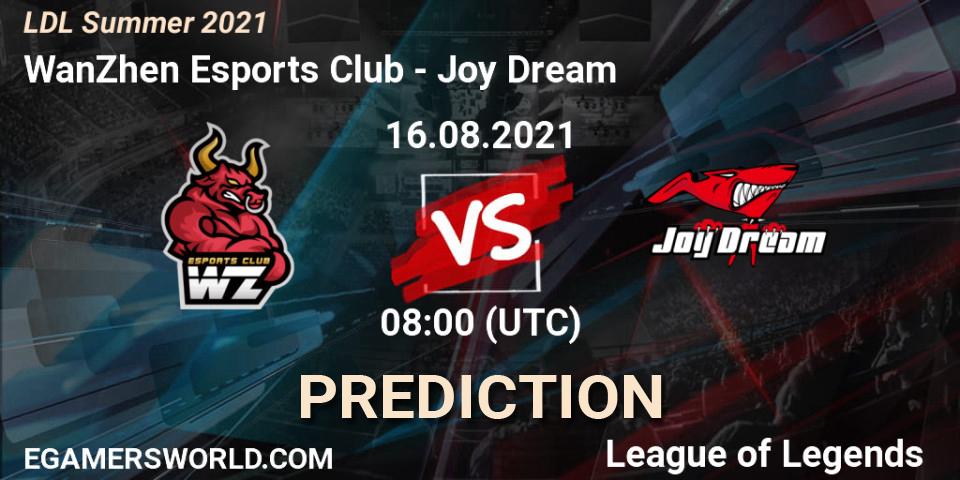 Pronósticos WanZhen Esports Club - Joy Dream. 16.08.2021 at 08:20. LDL Summer 2021 - LoL
