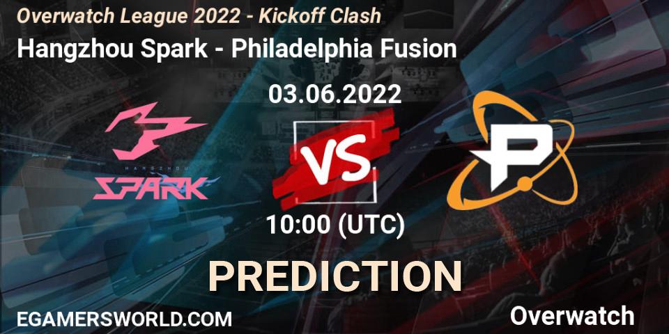 Pronósticos Hangzhou Spark - Philadelphia Fusion. 03.06.22. Overwatch League 2022 - Kickoff Clash - Overwatch
