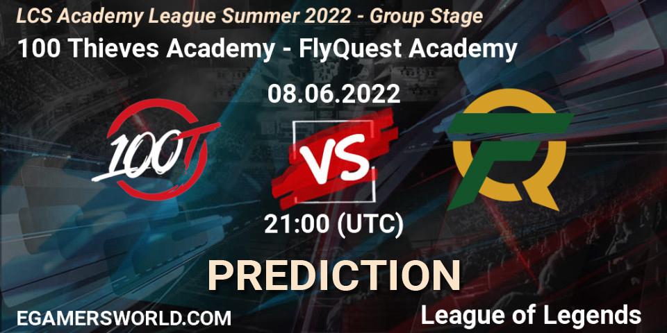 Pronósticos 100 Thieves Academy - FlyQuest Academy. 08.06.2022 at 20:00. LCS Academy League Summer 2022 - Group Stage - LoL