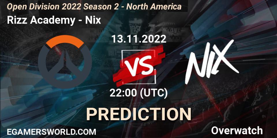 Pronósticos Rizz Academy - Nix. 13.11.2022 at 22:00. Open Division 2022 Season 2 - North America - Overwatch