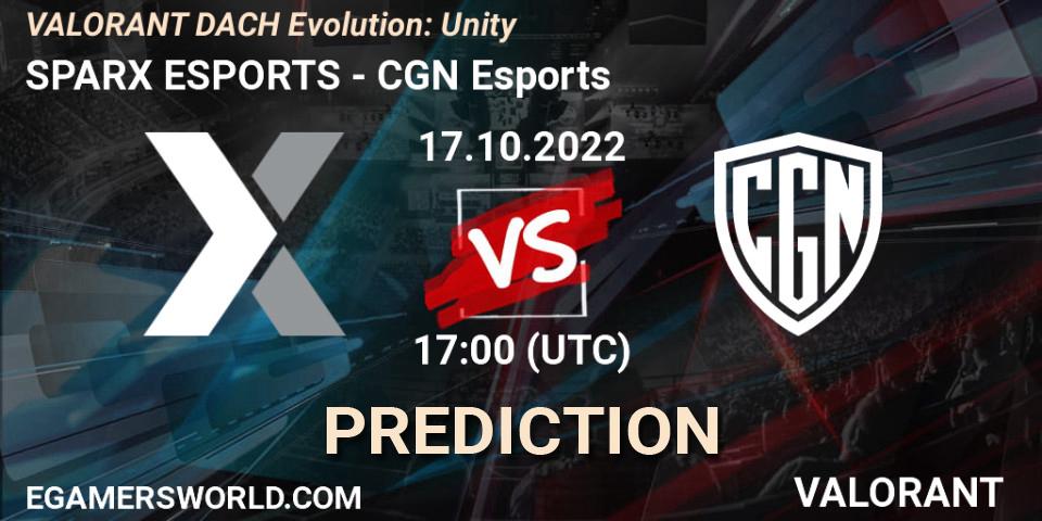 Pronósticos SPARX ESPORTS - CGN Esports. 17.10.2022 at 17:00. VALORANT DACH Evolution: Unity - VALORANT