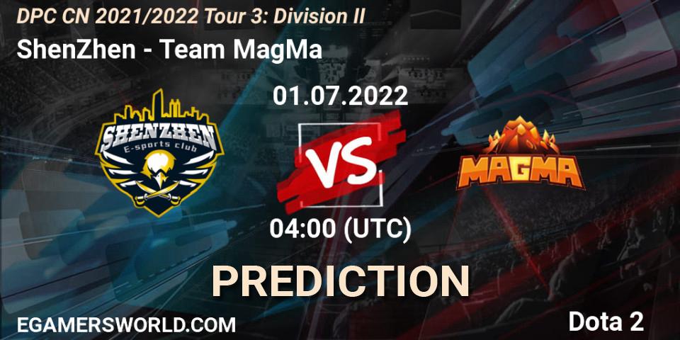 Pronósticos ShenZhen - Team MagMa. 01.07.22. DPC CN 2021/2022 Tour 3: Division II - Dota 2