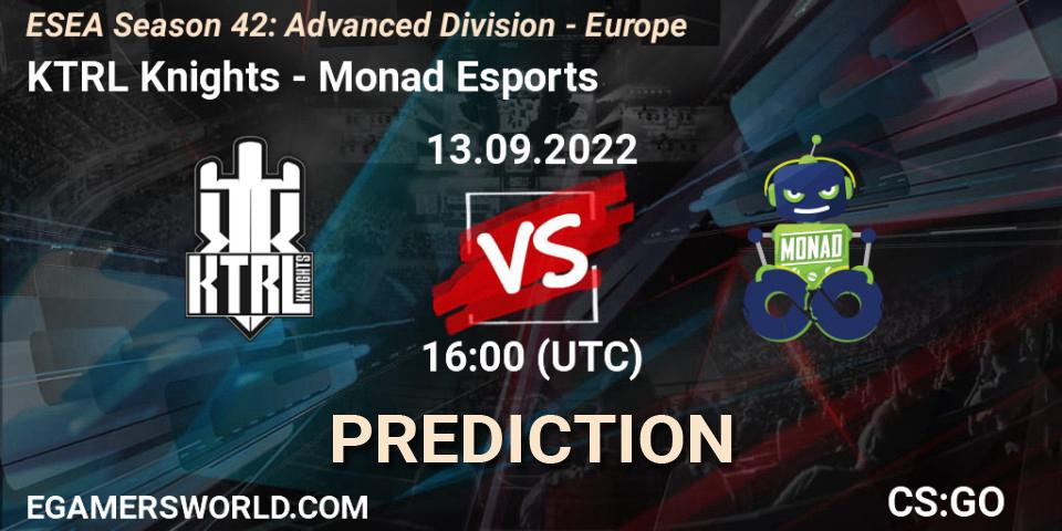 Pronósticos KTRL Knights - Monad Esports. 13.09.2022 at 16:00. ESEA Season 42: Advanced Division - Europe - Counter-Strike (CS2)