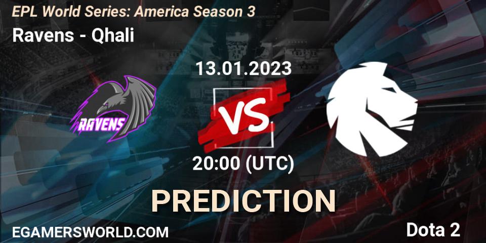 Pronósticos Ravens - Qhali. 13.01.2023 at 20:00. EPL World Series: America Season 3 - Dota 2