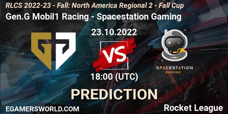 Pronósticos Gen.G Mobil1 Racing - Spacestation Gaming. 23.10.2022 at 18:05. RLCS 2022-23 - Fall: North America Regional 2 - Fall Cup - Rocket League