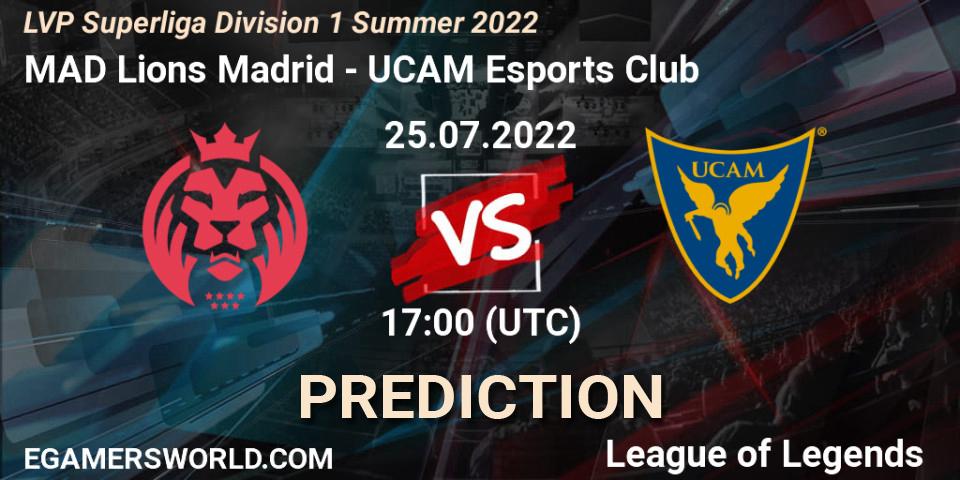 Pronósticos MAD Lions Madrid - UCAM Esports Club. 25.07.22. LVP Superliga Division 1 Summer 2022 - LoL