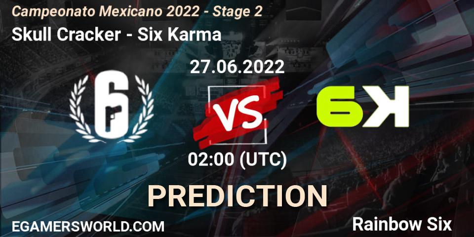 Pronósticos Skull Cracker - Six Karma. 27.06.2022 at 01:00. Campeonato Mexicano 2022 - Stage 2 - Rainbow Six