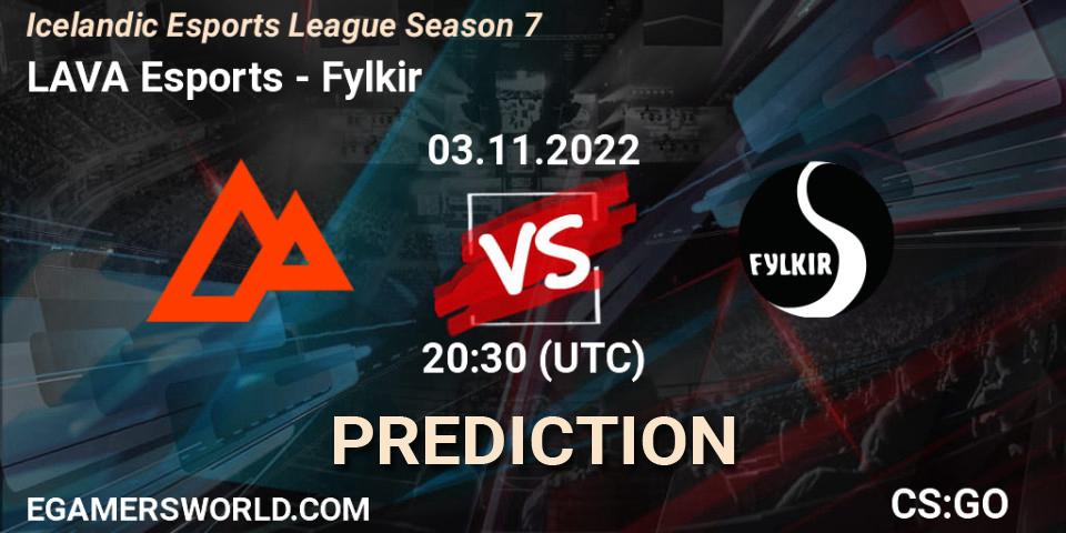 Pronósticos LAVA Esports - Fylkir. 03.11.2022 at 20:30. Icelandic Esports League Season 7 - Counter-Strike (CS2)