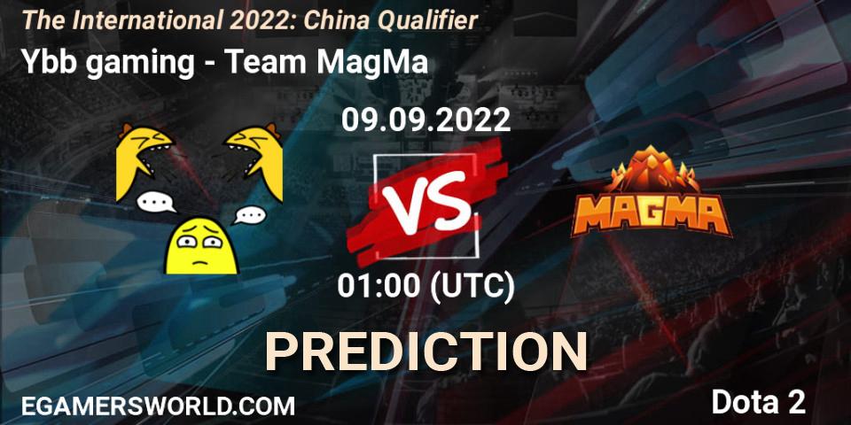 Pronósticos Ybb gaming - Team MagMa. 09.09.2022 at 01:10. The International 2022: China Qualifier - Dota 2