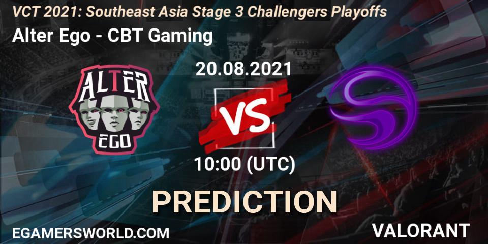 Pronósticos Alter Ego - CBT Gaming. 20.08.2021 at 10:00. VCT 2021: Southeast Asia Stage 3 Challengers Playoffs - VALORANT