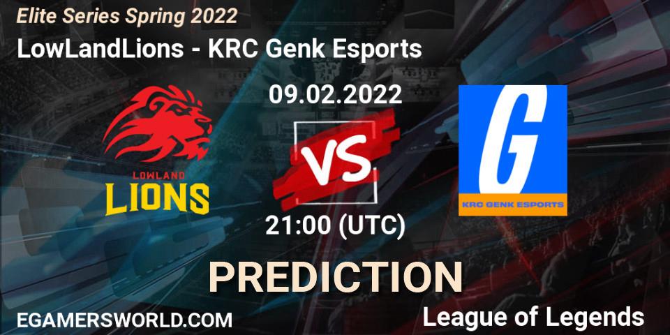 Pronósticos LowLandLions - KRC Genk Esports. 09.02.22. Elite Series Spring 2022 - LoL