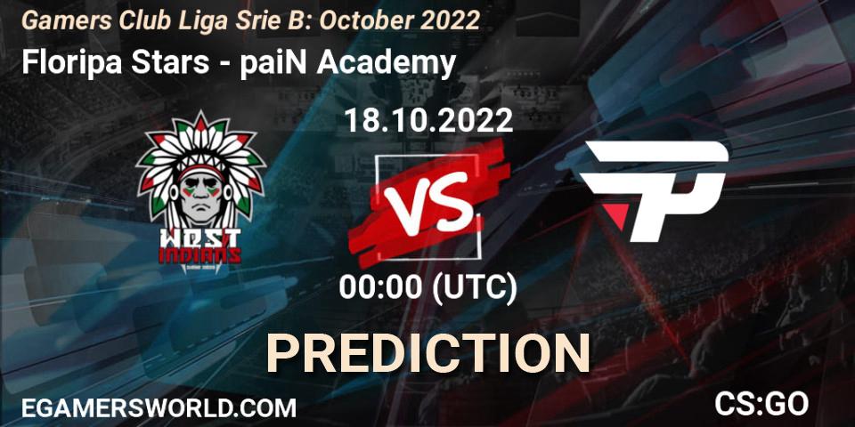 Pronósticos Floripa Stars - paiN Academy. 18.10.2022 at 00:00. Gamers Club Liga Série B: October 2022 - Counter-Strike (CS2)