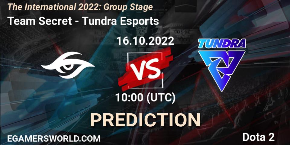 Pronósticos Team Secret - Tundra Esports. 16.10.2022 at 10:47. The International 2022: Group Stage - Dota 2