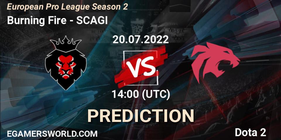 Pronósticos Burning Fire - SCAGI. 20.07.2022 at 14:06. European Pro League Season 2 - Dota 2