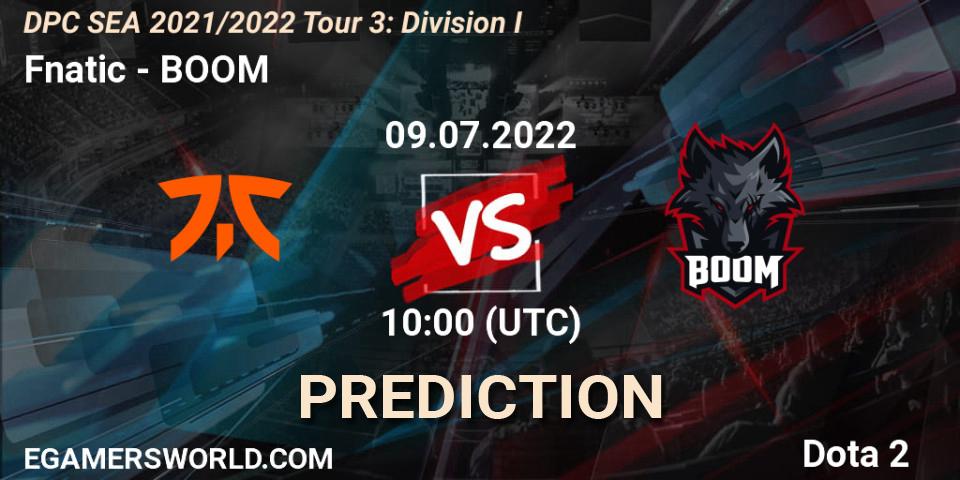 Pronósticos Fnatic - BOOM. 09.07.22. DPC SEA 2021/2022 Tour 3: Division I - Dota 2
