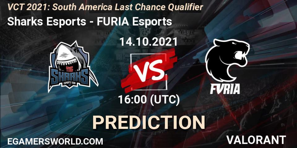 Pronósticos Sharks Esports - FURIA Esports. 14.10.2021 at 16:00. VCT 2021: South America Last Chance Qualifier - VALORANT