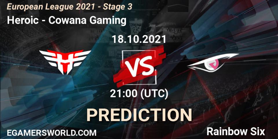 Pronósticos Heroic - Cowana Gaming. 21.10.21. European League 2021 - Stage 3 - Rainbow Six