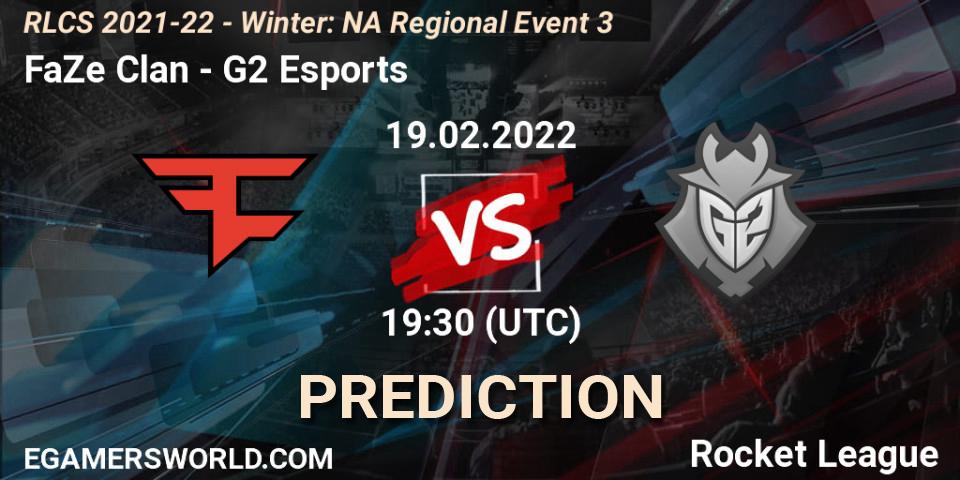 Pronósticos FaZe Clan - G2 Esports. 19.02.2022 at 19:15. RLCS 2021-22 - Winter: NA Regional Event 3 - Rocket League
