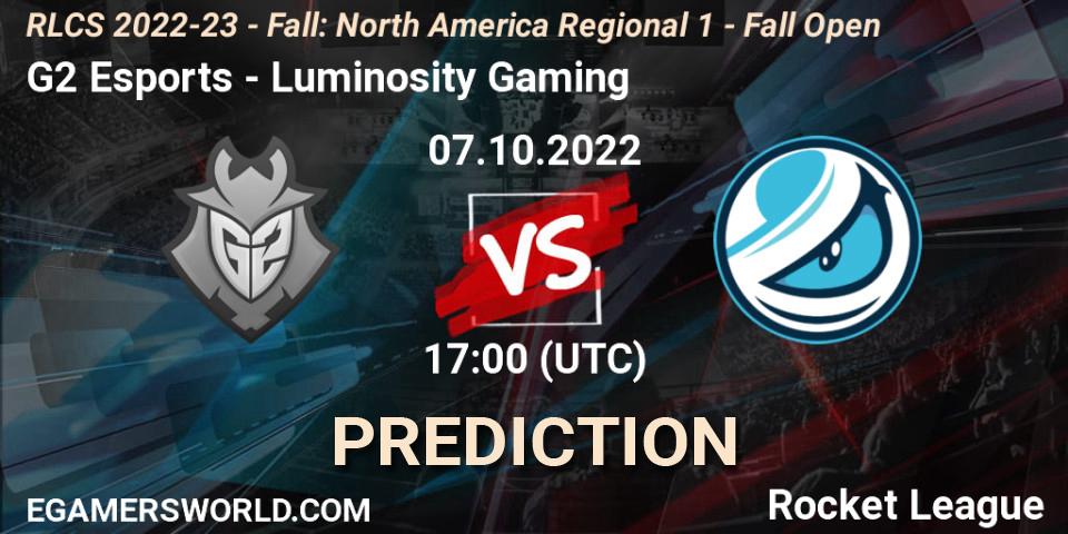 Pronósticos G2 Esports - Luminosity Gaming. 07.10.22. RLCS 2022-23 - Fall: North America Regional 1 - Fall Open - Rocket League