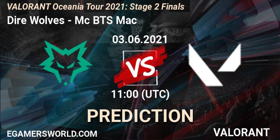 Pronósticos Dire Wolves - Mc BTS Mac. 03.06.2021 at 11:30. VALORANT Oceania Tour 2021: Stage 2 Finals - VALORANT