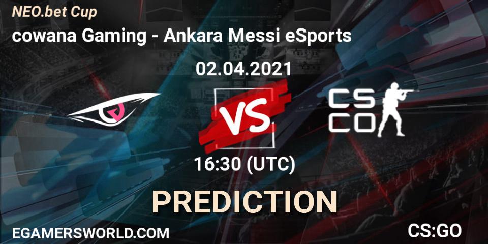 Pronósticos cowana Gaming - Ankara Messi eSports. 02.04.2021 at 16:30. NEO.bet Cup - Counter-Strike (CS2)