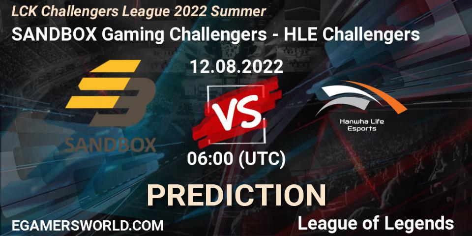 Pronósticos SANDBOX Gaming Challengers - HLE Challengers. 12.08.2022 at 06:00. LCK Challengers League 2022 Summer - LoL