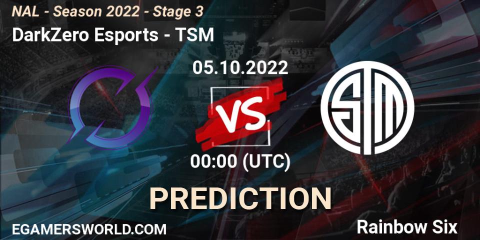 Pronósticos DarkZero Esports - TSM. 05.10.22. NAL - Season 2022 - Stage 3 - Rainbow Six