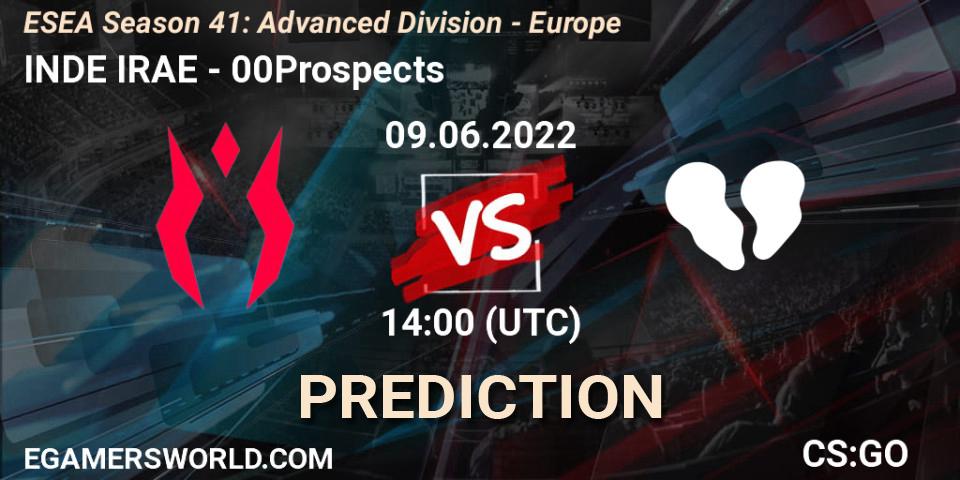 Pronósticos INDE IRAE - 00Prospects. 09.06.2022 at 14:00. ESEA Season 41: Advanced Division - Europe - Counter-Strike (CS2)