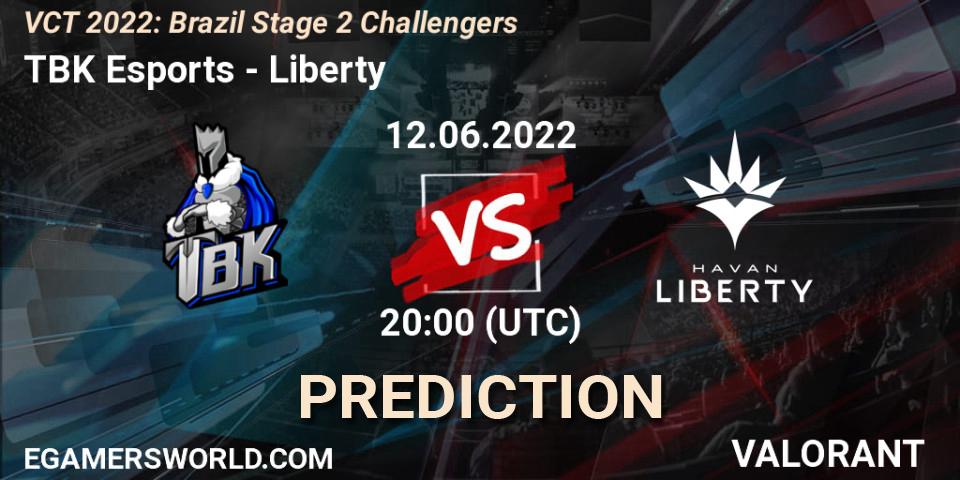 Pronósticos TBK Esports - Liberty. 12.06.2022 at 20:00. VCT 2022: Brazil Stage 2 Challengers - VALORANT
