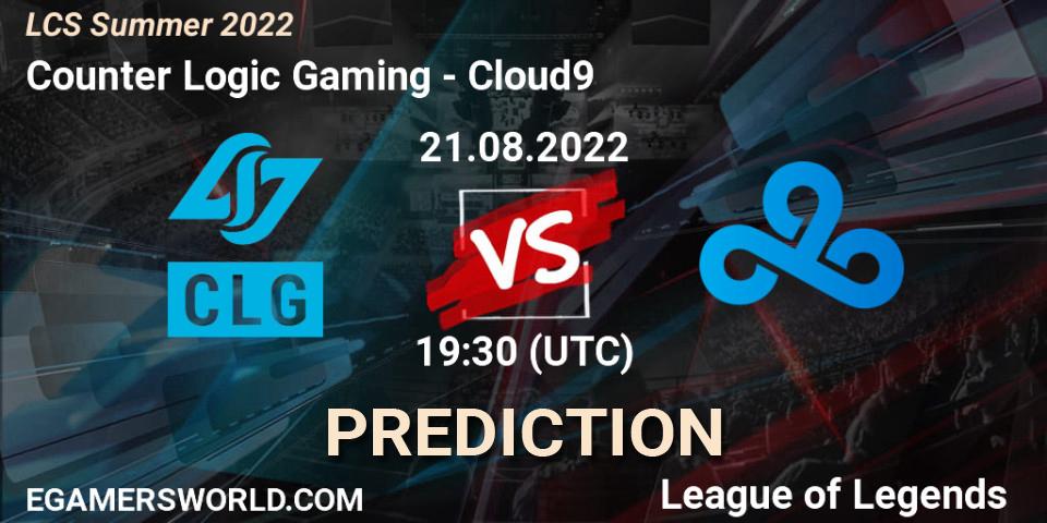 Pronósticos Counter Logic Gaming - Cloud9. 21.08.22. LCS Summer 2022 - LoL