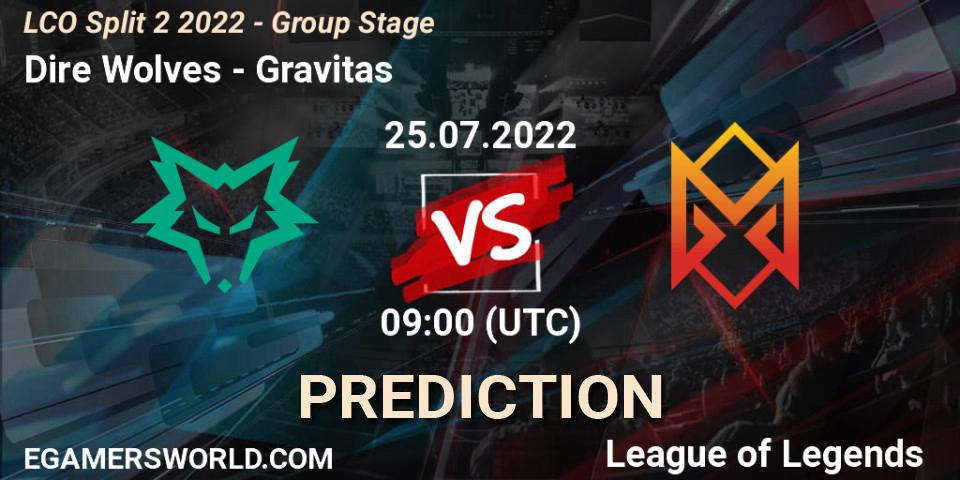 Pronósticos Dire Wolves - Gravitas. 25.07.22. LCO Split 2 2022 - Group Stage - LoL